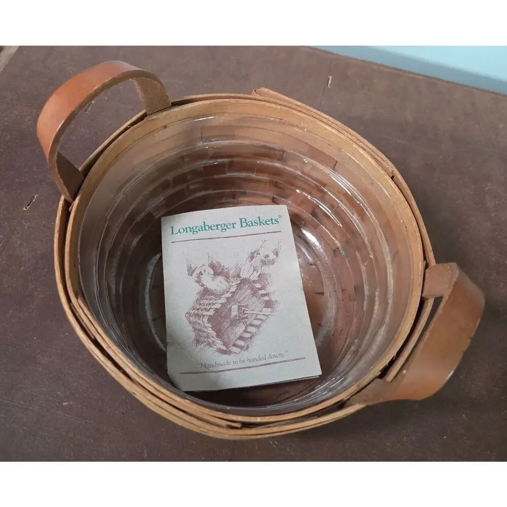 Vintage 1991 Longaberger Handwoven Wood Button Basket 7